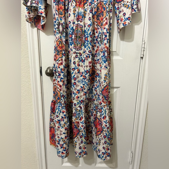 Anthropologie Floral Maxi Dress - Red, Blue, Cream - Picture 5 of 10